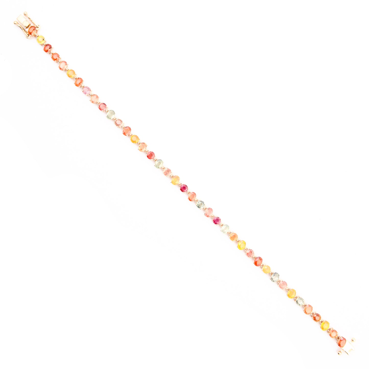6.50 Ct Oval Multi Sapphire 14K Gold Braclet