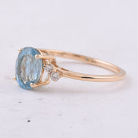 1.33 Ct Oval Natural Aquamarine 14K Gold Ring