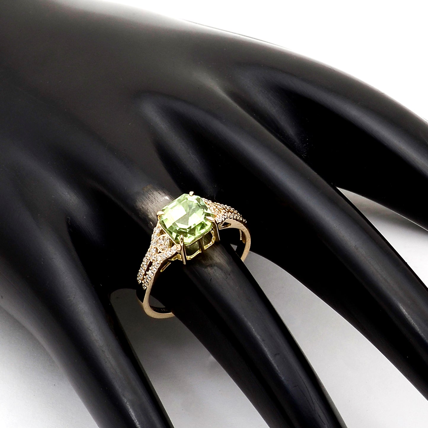 2.41 Ct Octagon Natural Eridot 14K Gold Ring
