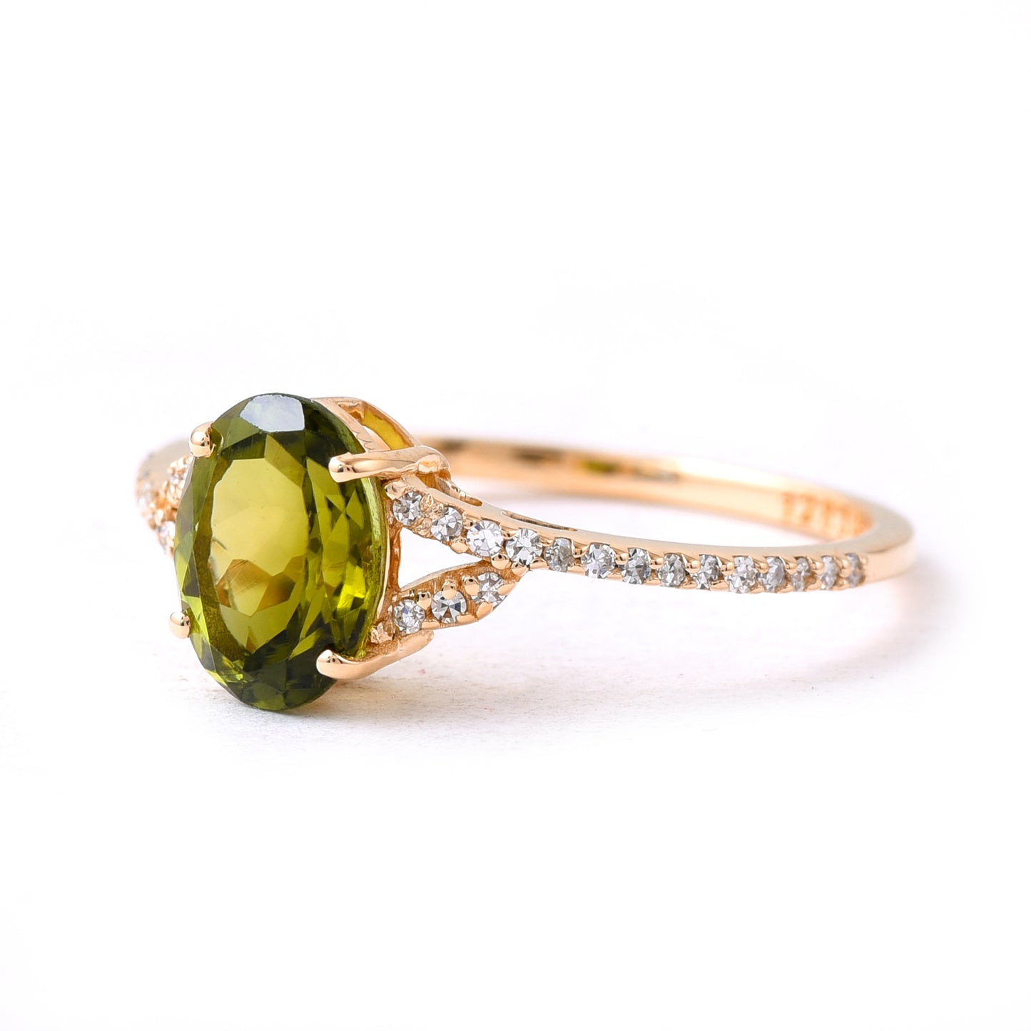 2.32 Ct Oval Mixed Cut Natural Tourmaline 14K Gold Ring