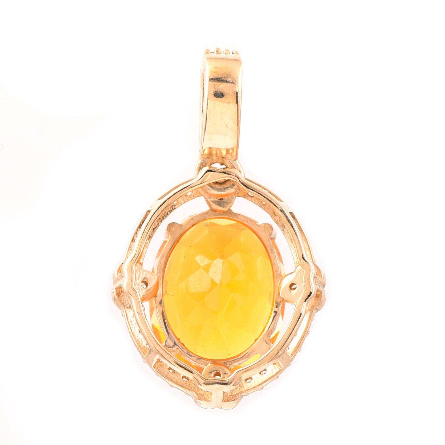 1.78 Ct Oval Mixed Cut Natural Fire Opal 14K Gold Pendant