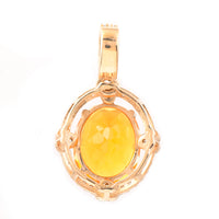 1.78 Ct Oval Mixed Cut Natural Fire Opal 14K Gold Pendant