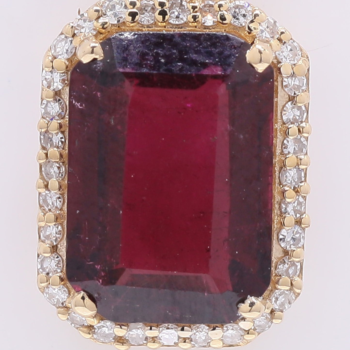 2.42 Ct Octagon Step Cut Natural Rubellite 14K Gold Pendant