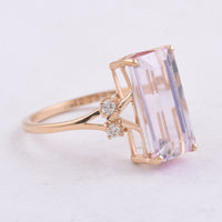 4.51 Ct Octagon Step Cut Natural Kunzite 14K Gold Ring