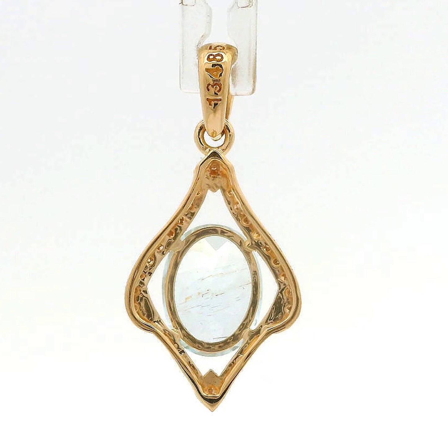 1.36 Ct Oval Aquamarine 14K Gold Pendant