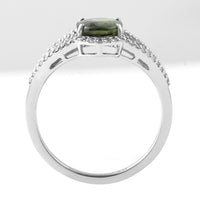2.01 Ct Oval Mixed Cut Natural Green Sapphire 950 Platinum Ring