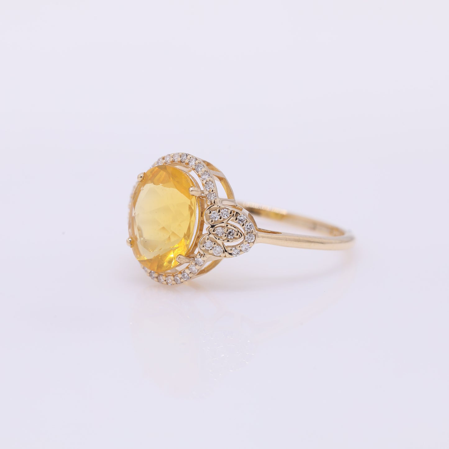 1.84 Ct Oval Mixed Cut Natural Fire Opal 14K Gold Ring