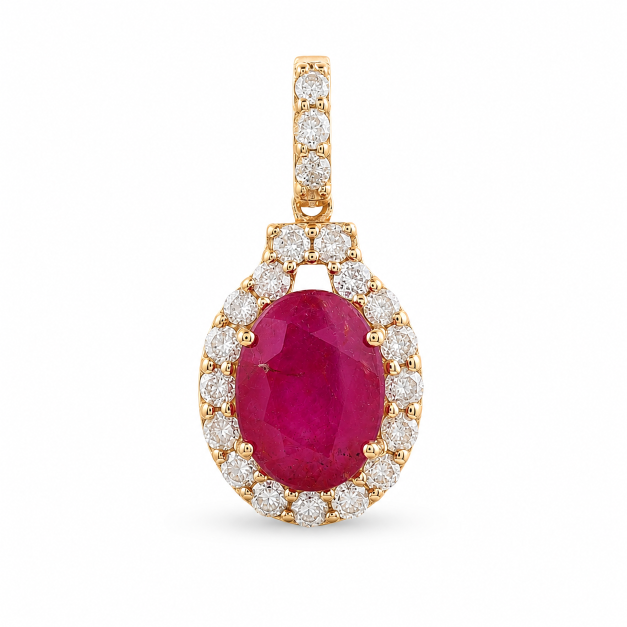 2.90 Ct Oval Ruby 9K Gold Pendant