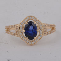 1.42 Ct Oval Sapphire 9K Gold Ring