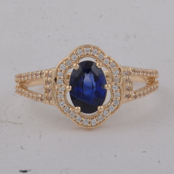 1.42 Ct Oval Sapphire 9K Gold Ring