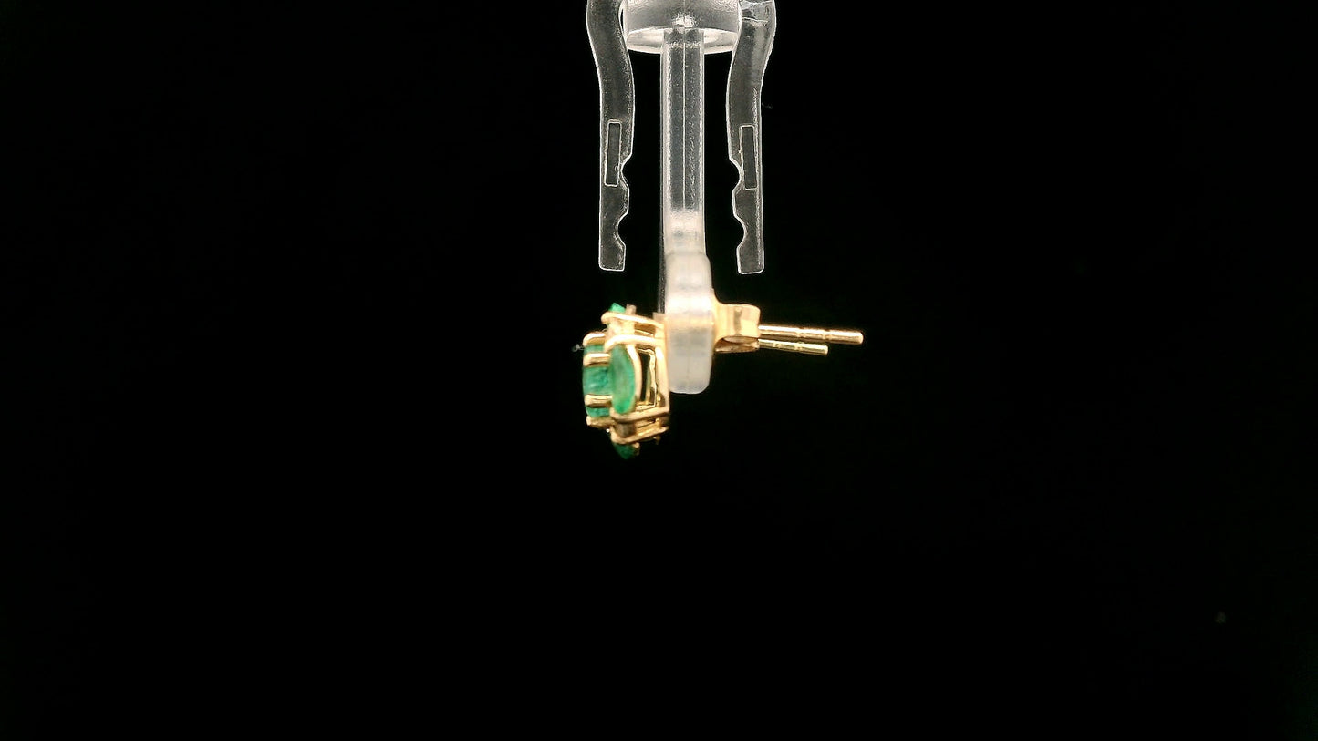1.53 Ct Round Emerald 14K Gold Earrings