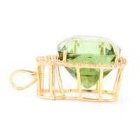 13.84 Ct Cushion Natural Eridot 14K Gold Pendant