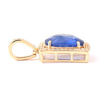 3.04 Ct Oval Mixed Cut Natural Sapphire 14K Gold Pendant