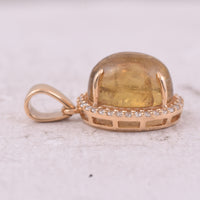 4.05 Ct Oval Cabochon Cut Natural Tourmaline 14K Gold Pendant