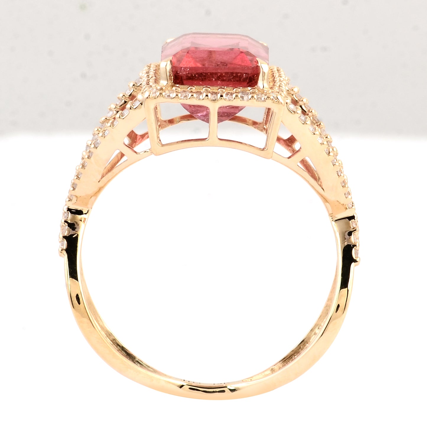 4.02 Ct Emerald Cut Natural Tourmaline 14K Gold Ring