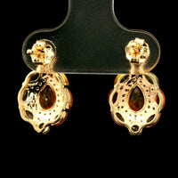 2.98 Ct Pear Multi Sapphire 14K Gold Earrings