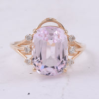 7.47 Ct Cushion Natural Kunzite 14K Gold Ring