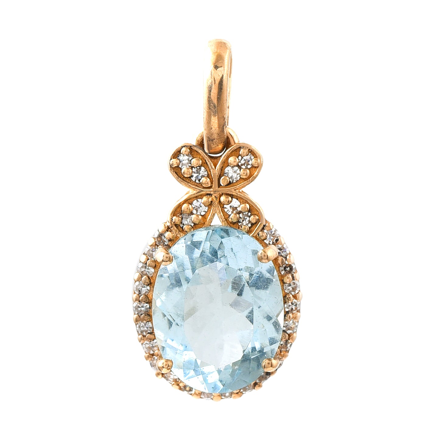 1.79 Ct Oval Aquamarine 14K Gold Pendant