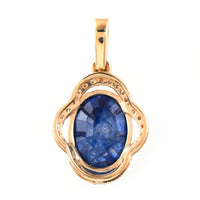 3.07 Ct Oval Mixed Cut Natural Sapphire 14K Gold Pendant