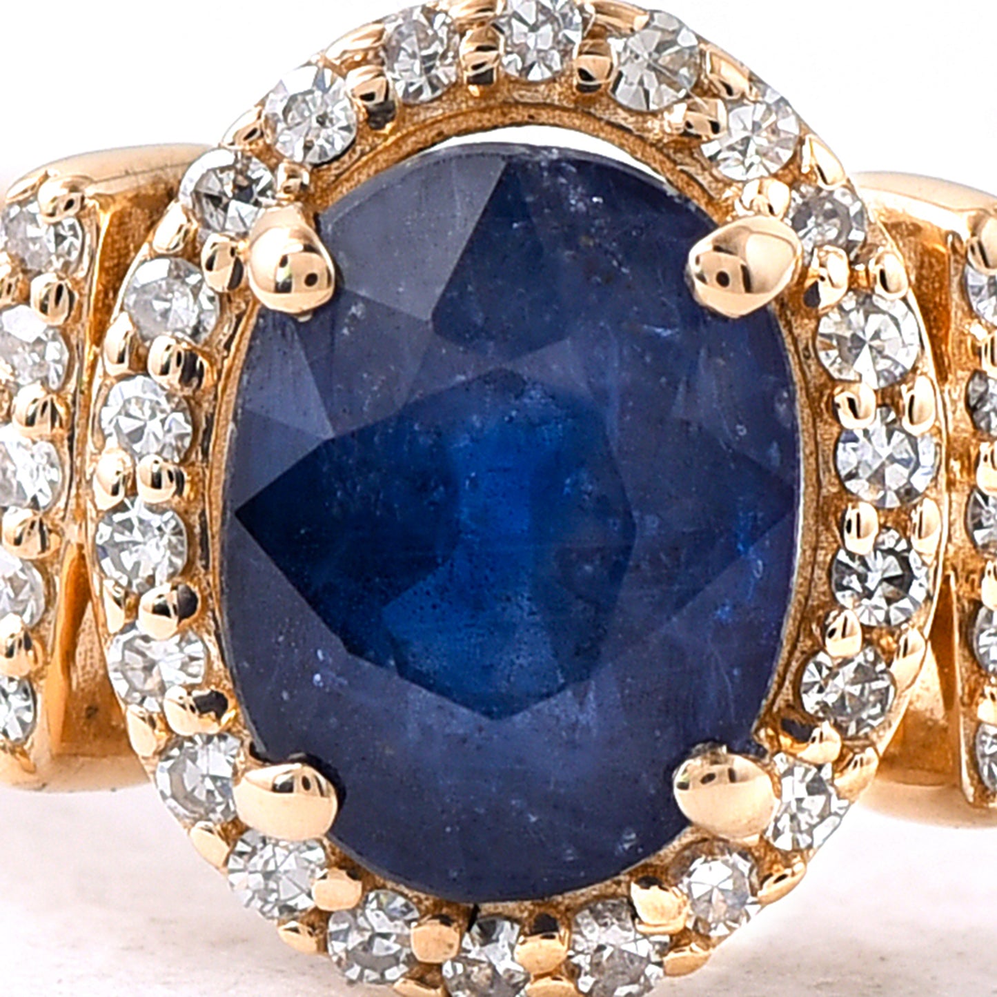 1.28 Ct Oval Mixed Cut Natural Sapphire 14K Gold Ring