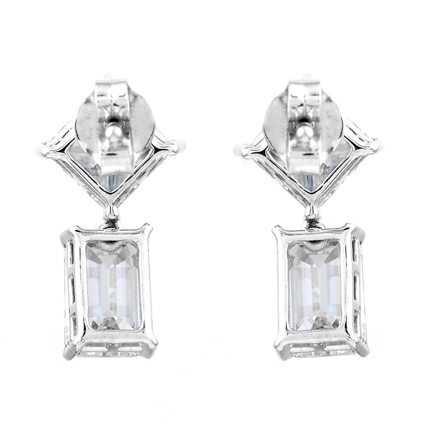 4.04 Ct Square, Octagon Lab Grown Diamond 14K Gold Earrings