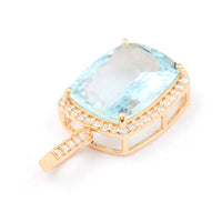2.98 Ct Cushion Mixed Cut Natural Aquamarine 14K Gold Pendant