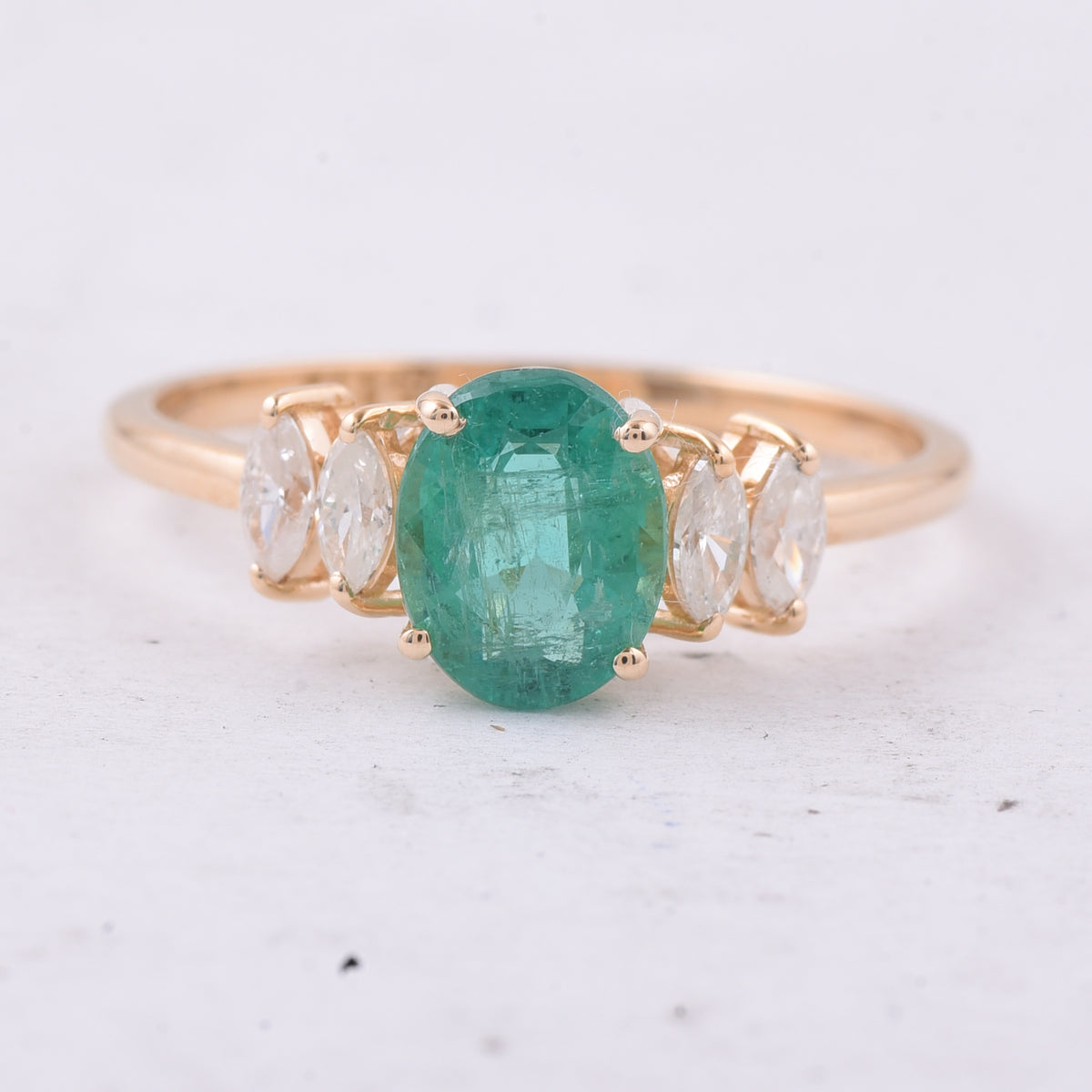 1.15 Ct Oval Natural Emerald 14K Gold Ring