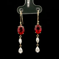 6.85 Ct Oval Mixed Cut Lab Grown Ruby 14K Gold Earrings