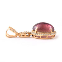 3.80 Ct Oval Cabochon Cut Natural Pink Tourmaline 14K Gold Pendant