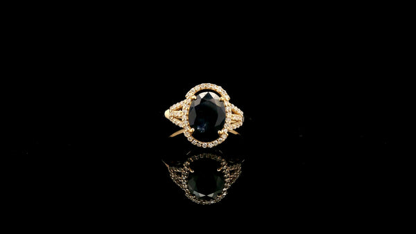 2.31 Ct Oval Natural Sapphire 14K Gold Ring