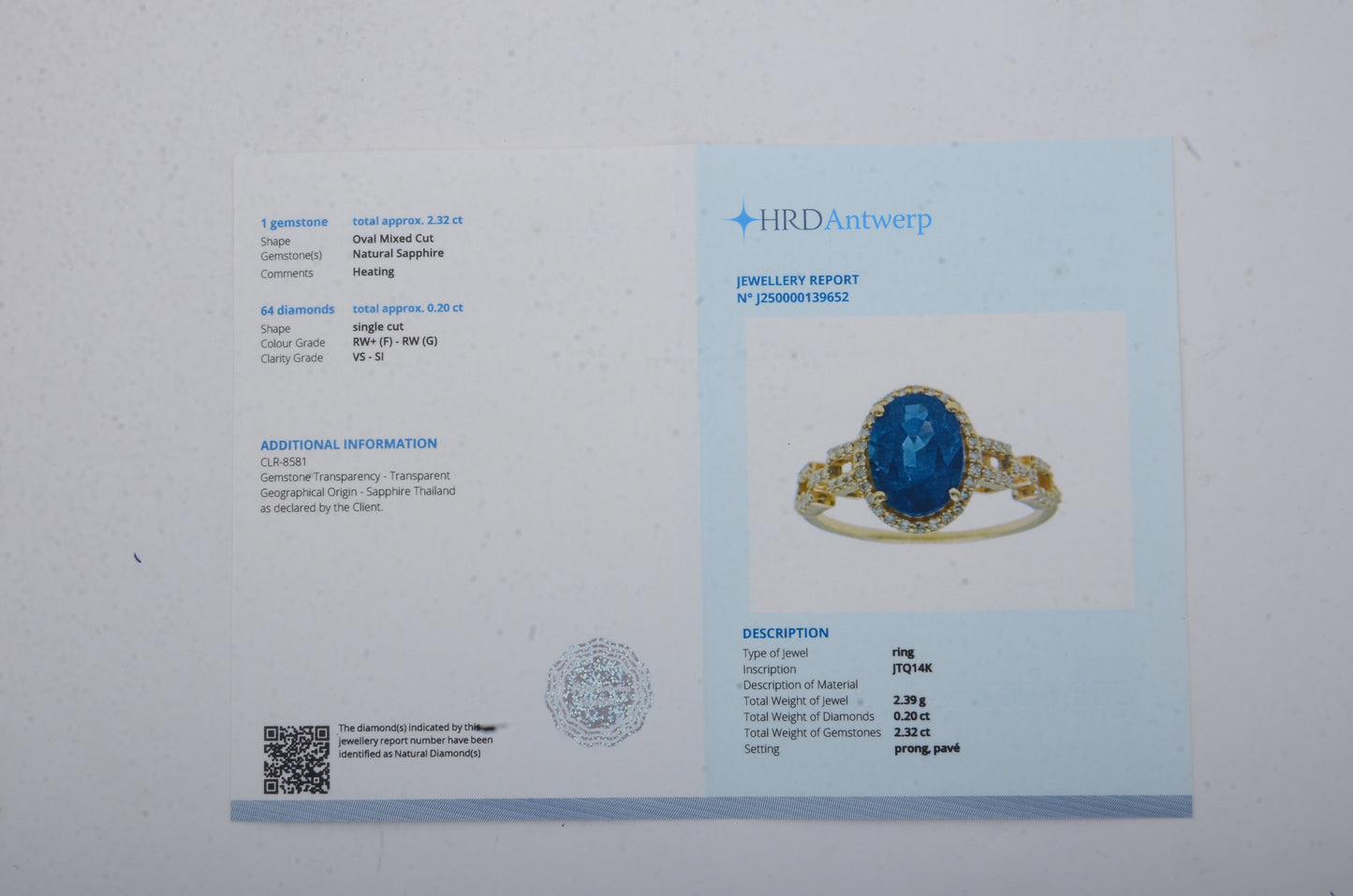 2.52 Ct Oval Mixed Cut Natural Sapphire 14K Gold Ring