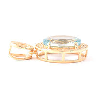 2.34 Ct Oval Mixed Cut Natural Aquamarine 14K Gold Pendant