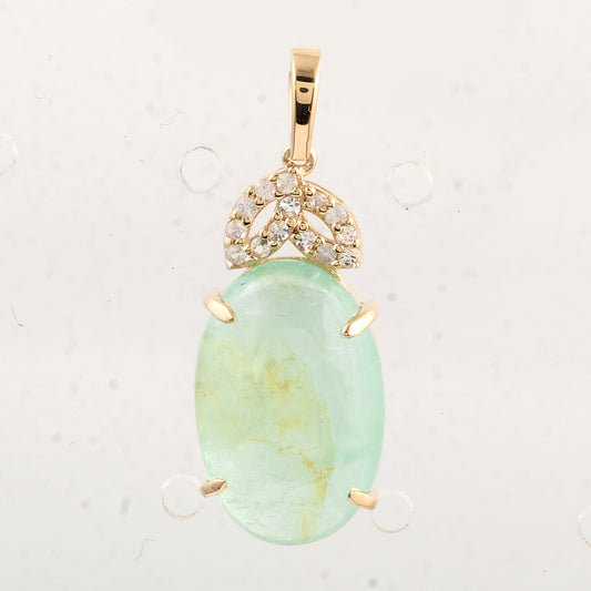 7.52 Ct Oval Emerald 14K Gold Pendant