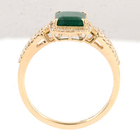 1.65 Ct Emerald Cut Natural Beryl Emerald 14K Gold Ring