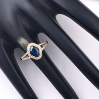 1.66 Ct Oval Mixed Cut Natural Sapphire 14K Gold Ring