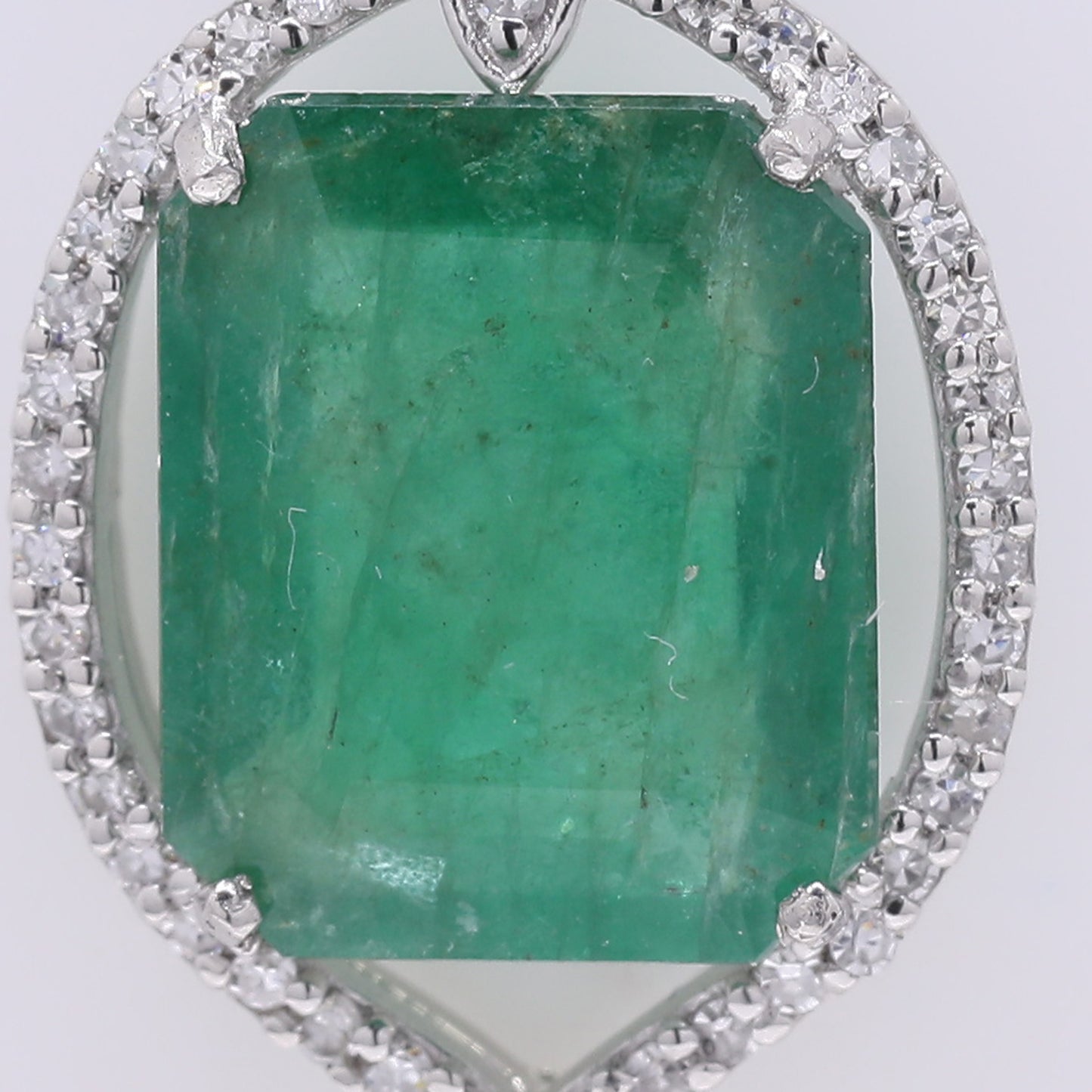 3.04 Ct Octagon Step Cut Natural Emerald 950 Platinum Pendant
