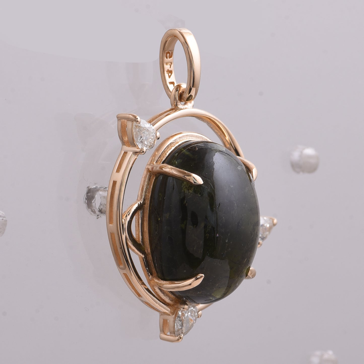 8.22 Ct Oval Cabochon Cut Natural Tourmaline 14K Gold Pendant