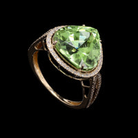 8.10 Ct Pear Mixed Cut Natural Peridot 14K Gold Ring