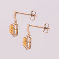1.44 Ct Cushion Mixed Cut Natural Fire Opal 14K Gold Earrings