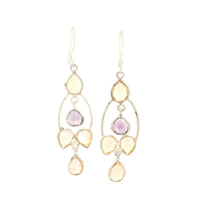 11.13 Ct Citrine, Amethyst 925 Sterling Silver Earrings