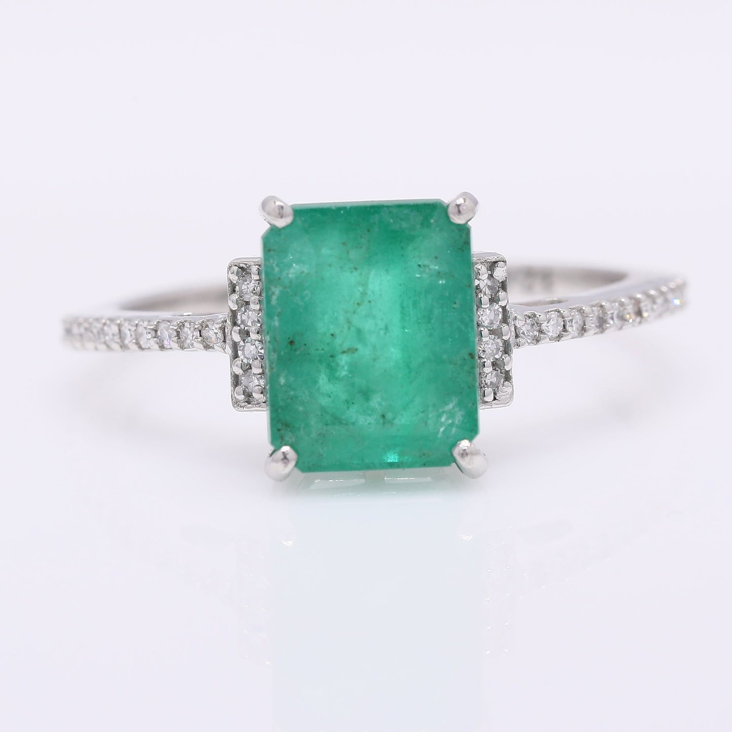 2.60 Ct Octagon Step Cut Natural Emerald 950 Platinum Ring
