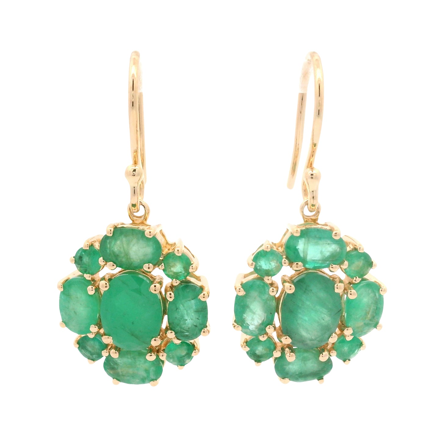 6.70 Ct Oval Emerald 14K Gold Earrings