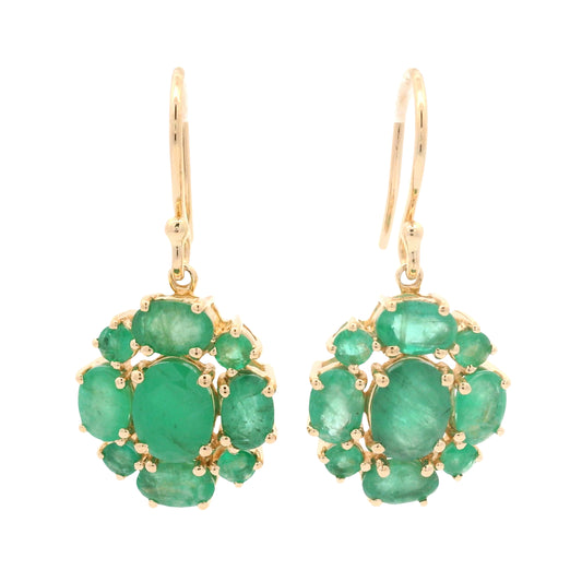 6.70 Ct Oval Emerald 14K Gold Earrings