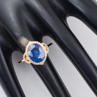2.62 Ct Oval Mixed Cut Natural Sapphire 14K Gold Ring