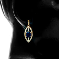 2.98 Ct Round Mixed Cut Natural Sapphire 14K Gold Earrings