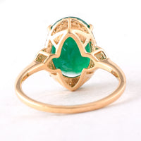 4.71 Ct Oval Mixed Cut Natural Emerald 14K Gold Ring