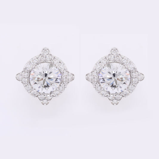 3.88 Carats Lab Grown Diamond 14K Gold Earrings