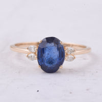 1.84 Ct Oval Natural Sapphire 14K Gold Ring
