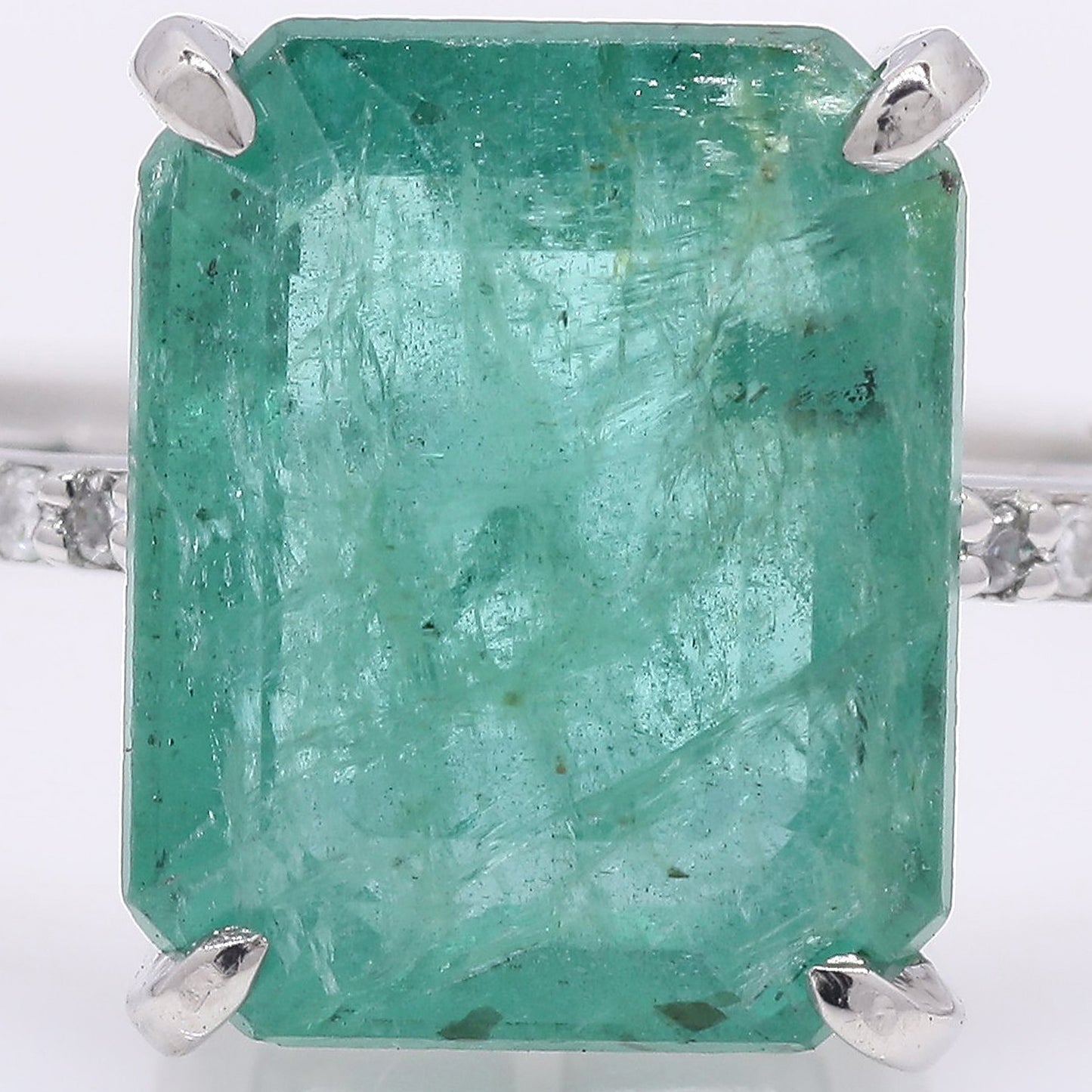 3.31 Ct Octagon Step Cut Natural Emerald 950 Platinum Ring