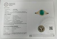 1.15 Ct Oval Mixed Cut Natural Beryl Emerald 14K Gold Ring